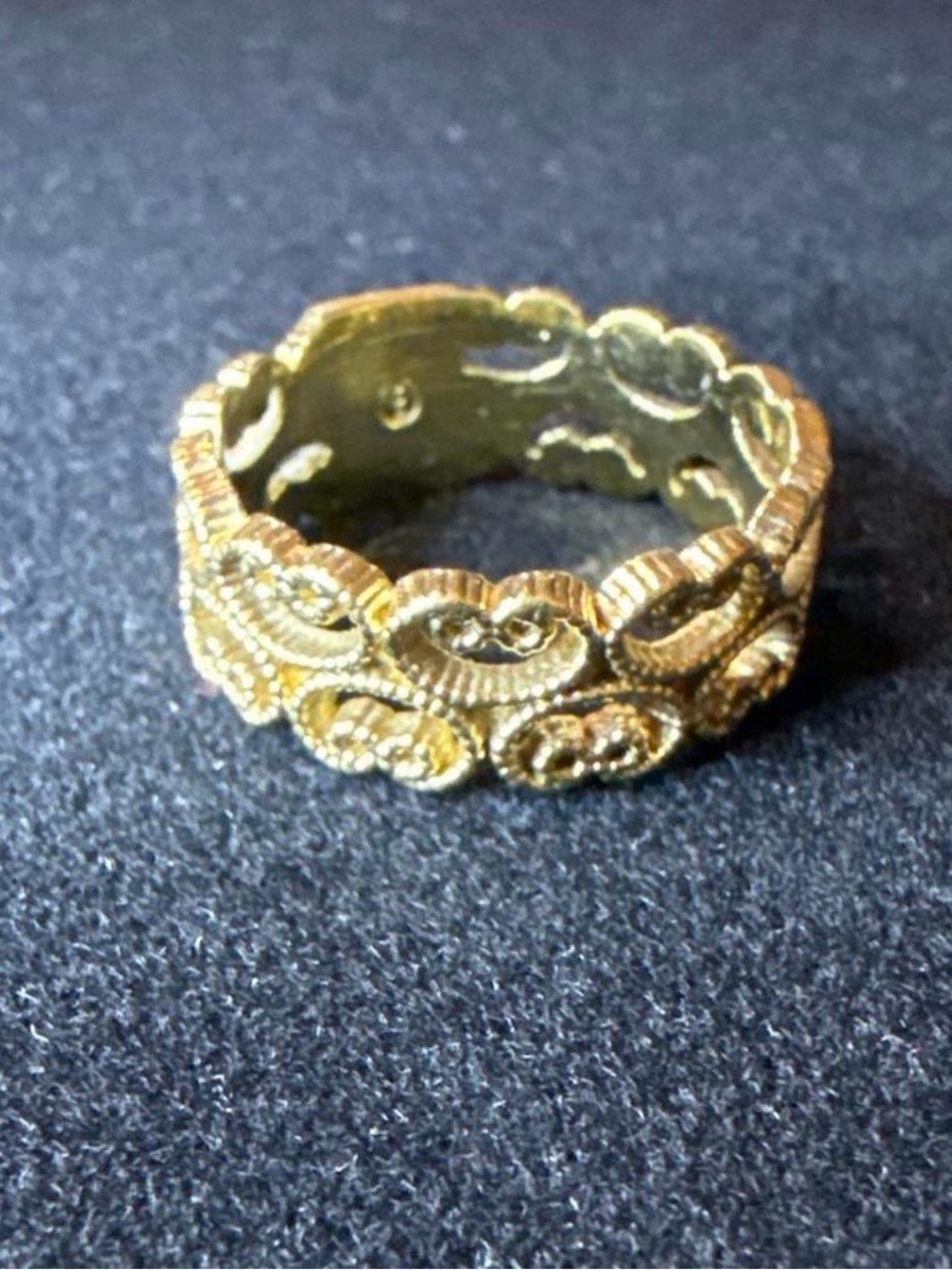 Intricate Gold Floral Band Ring - Women's Fashion Jewelry Size 9